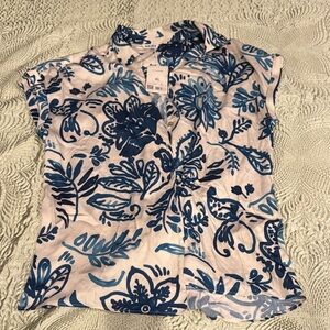 Floral Blue and White Blouse